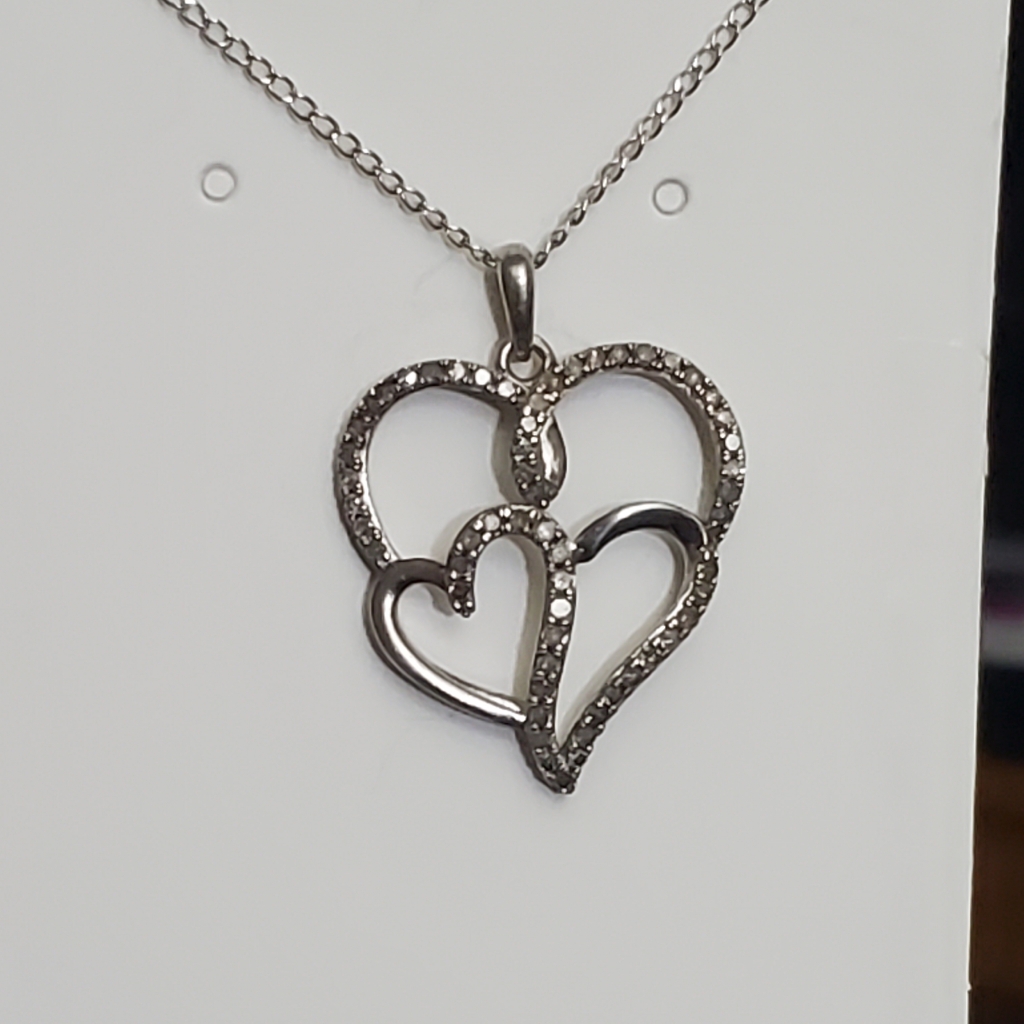 Genuine Diiamond Necklace! The Chain Is Solid Sterling Silver Stamped Sterling A